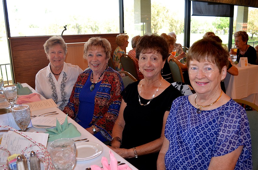 Judy Regan, eileen Galley, Mary Ward and Patt Nagle wait for their salads to be served.