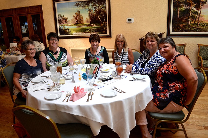 Brenda Strack, Michelle Steggeman, Karen Roell, Ann Mavrikis, Sandy Handy and Stephanie Frohne enjoy time with friends before the fashion show.