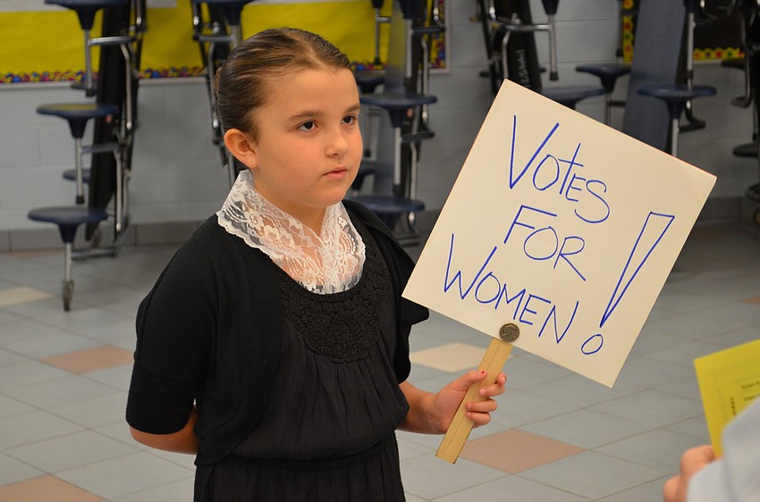 Mia Gagliardi dressed as Susan B. Anthony.