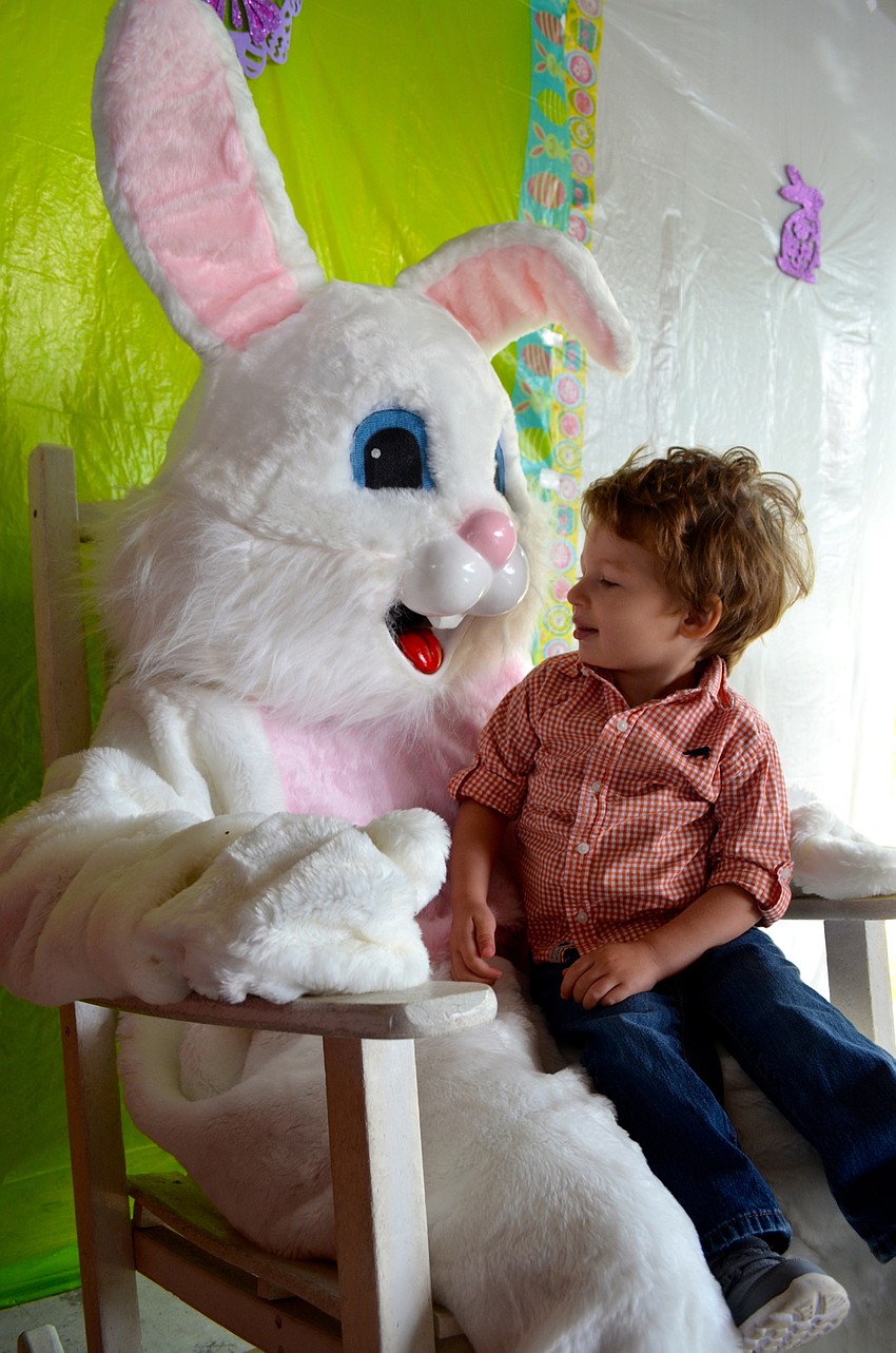 Two-year-old Brayden Bishop couldn’t wait to sit with the Easter Bunny.