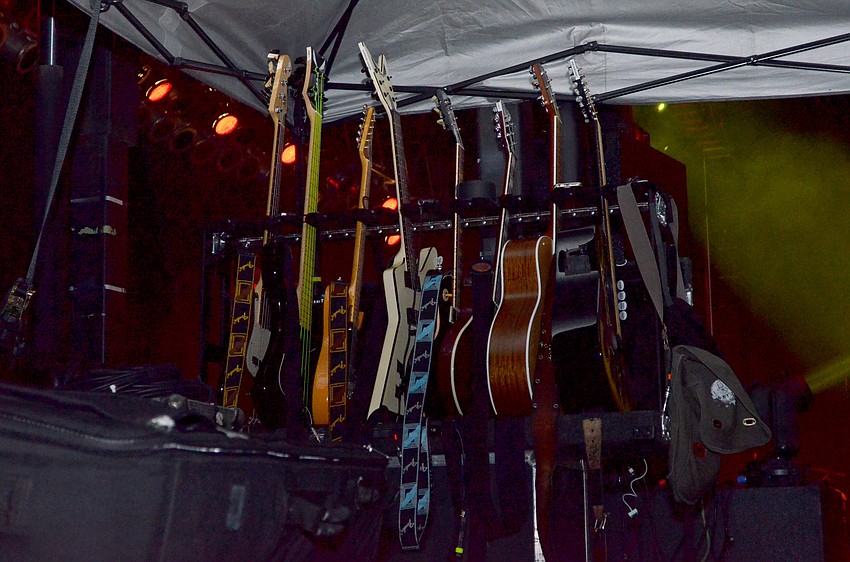 Bret Michael’s guitars on the stage before the show