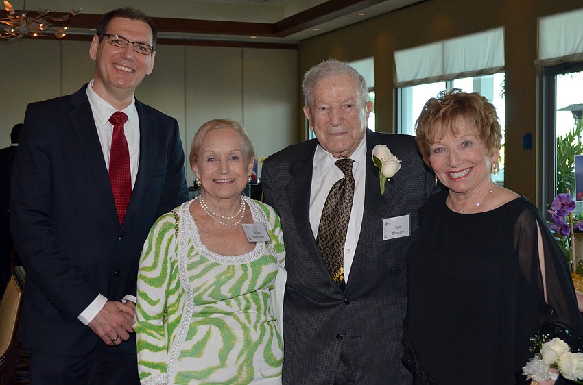 Featured speaker Gil Tamary, Co-Chair Alice Berkowitz, honoree Sam Shapiro and Co-Chair Shari Kaplan Paler