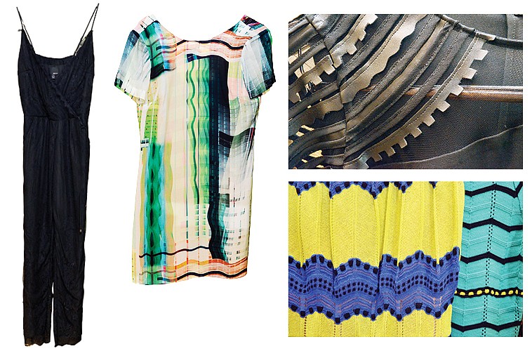 Greylin, $148 at Fresh; Lavendar Brown printed shift dress, $160, at Fresh; Sachin & Babi Majestic Dress,  $495, at The Met; Missoni brought back some of its  classic patterns this season, seen here in these dresses at The Met.