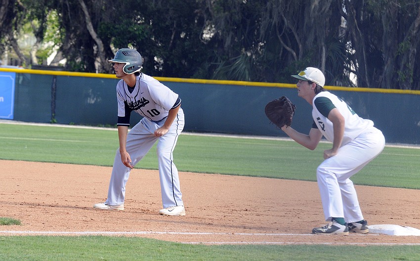 Junior Trevor Losada hit a RBI single during Lakewood Ranch’s game versus Tampa Catholic March 26.
