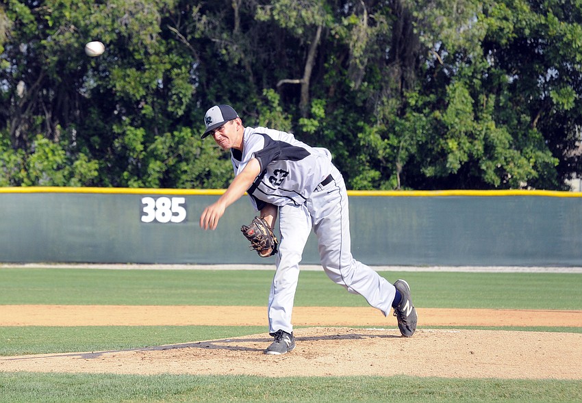 Lakewood Ranch’s Colton Zimmering got the call on the mound versus Tampa Catholic.