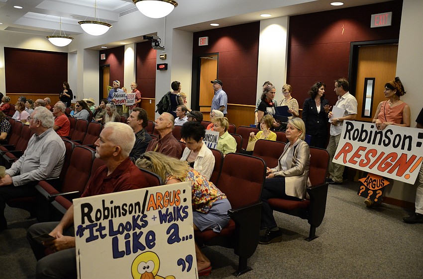 Protestors filled the Commission Chambers during the open to the public section of today's meeting.