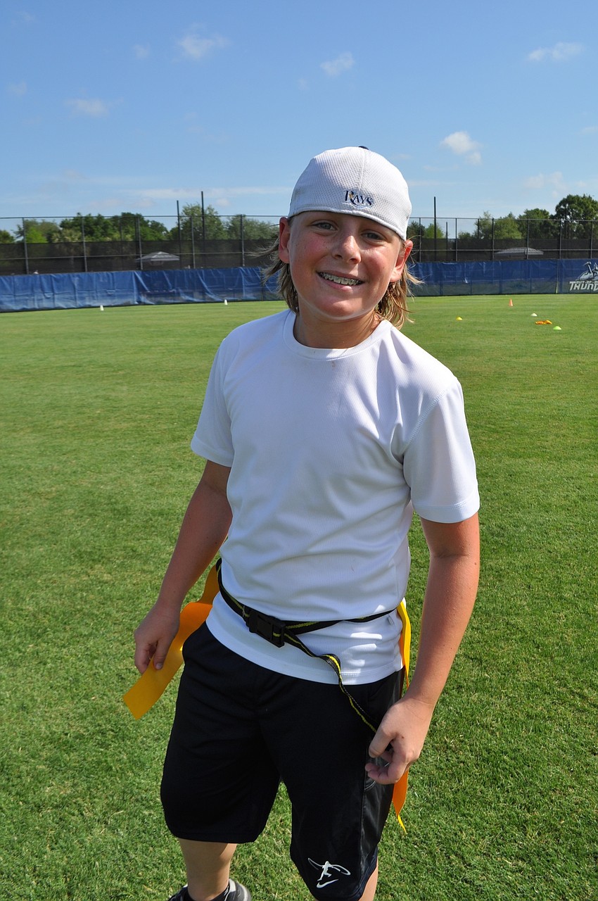 Schaffer Clatt, 13, is ready for a game of Capture the Flag.