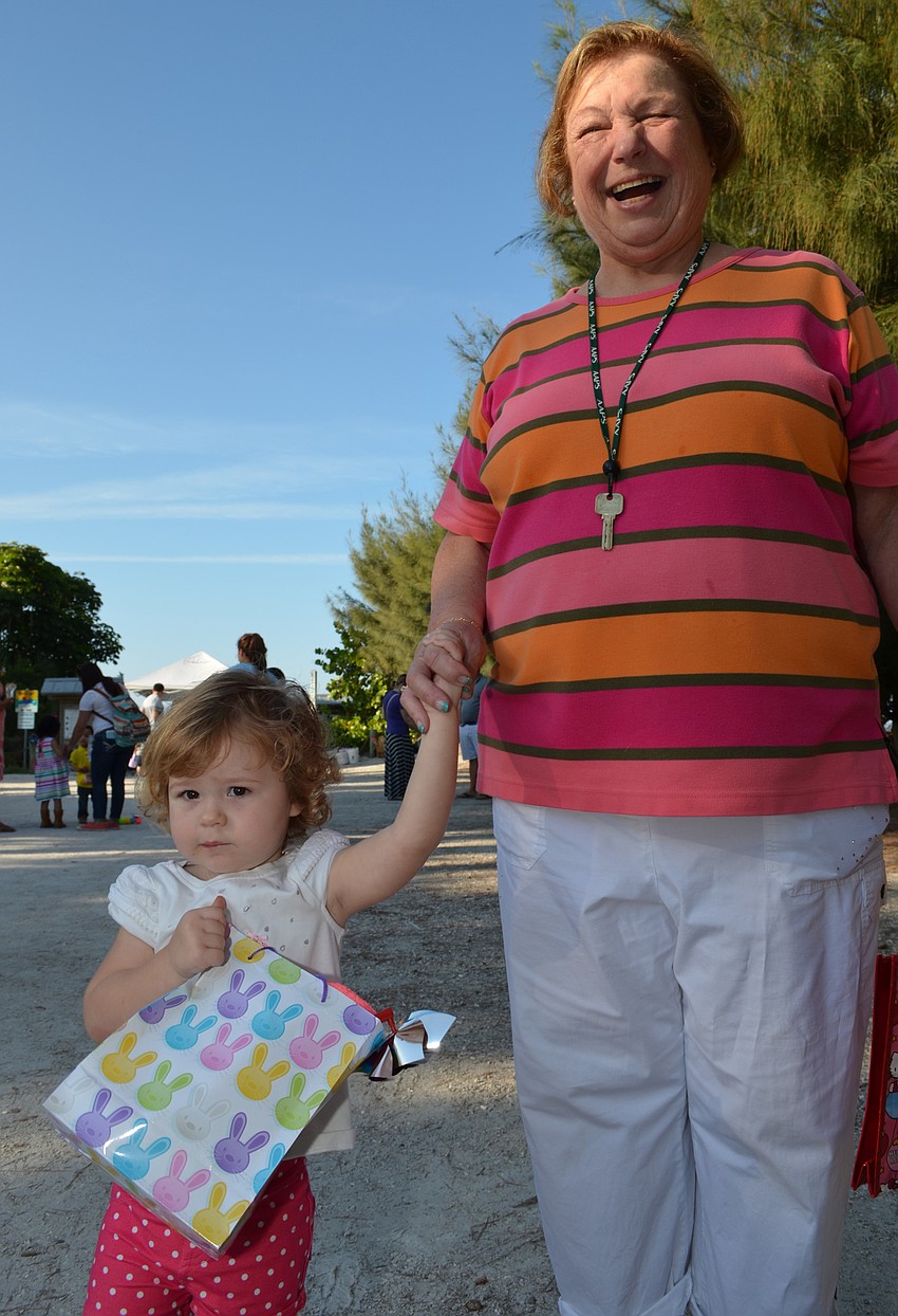 Allison and Carola Fleener before the Easter egg hunt.
