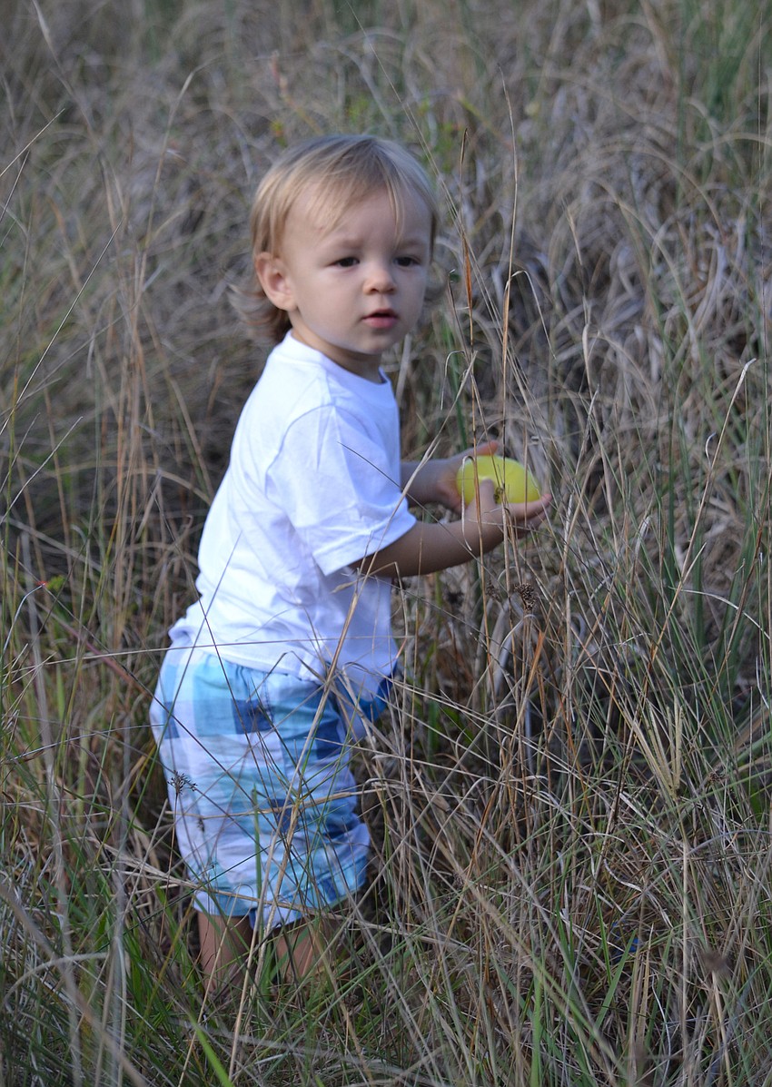 Oliver Loftus finds an egg.