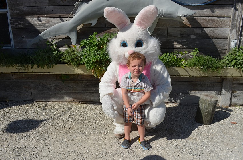 Logan Kapalko, 2, with the Easter Bunny
