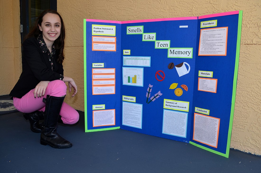 Ninth-grade student Mackenzie Grace is fascinated with psychological patterns and memories. She has crafted projects linking music, scents and other factors to memory throughout the four years she has attended the Sarasota Regional Science Fair.