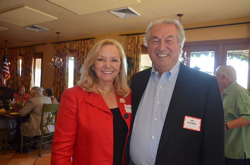 Outgoing President Phyllis Black and incoming President Joe McElmeel