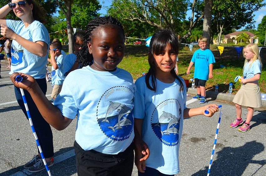 Kamaria Charles and Barbara Baeza love to jump rope with friends, especially during school, they said.