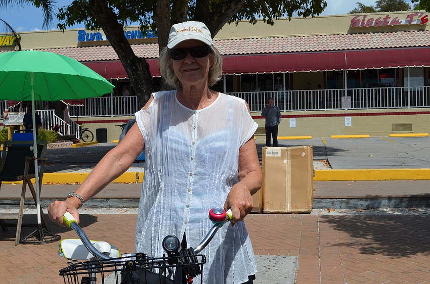 Barbara Holm rode her bike down to the festival.