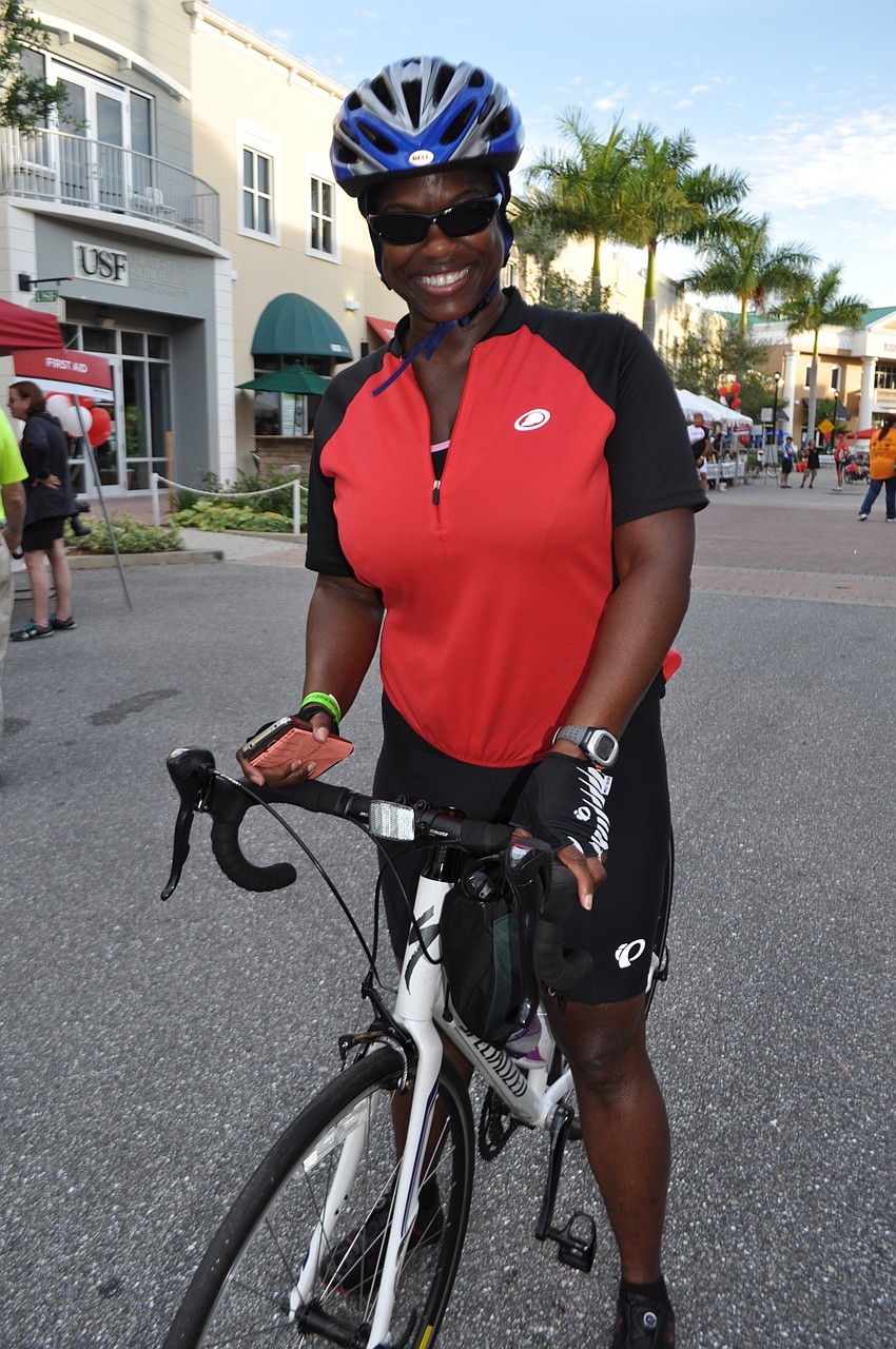 Chevelle Mills readies for her first distance ride — the 62-mile route. “I just want to finish,” she says.