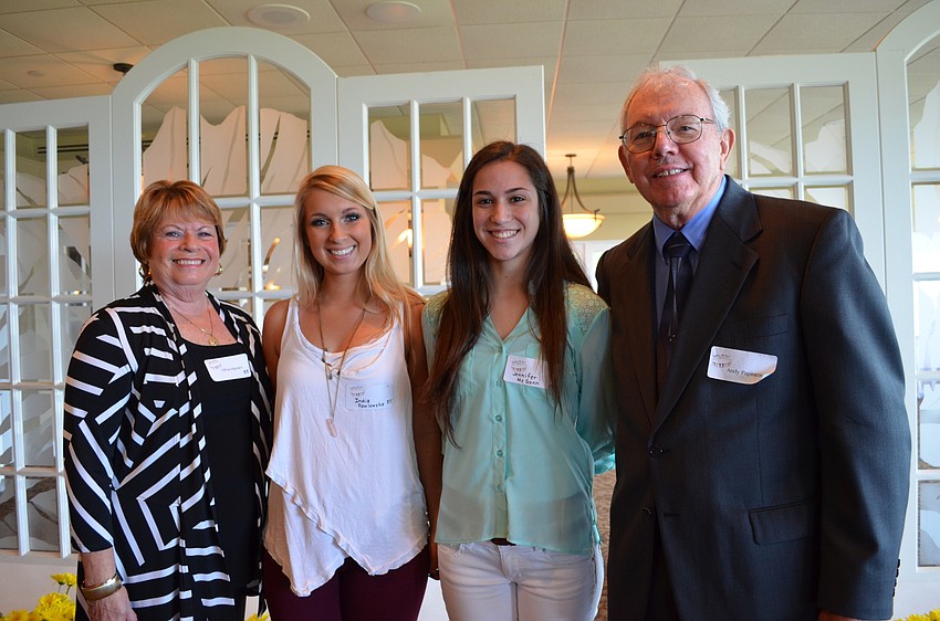 Sarasota Garden Club President Olivia Haynes, with scholarship recipients India Pawlowska, Jennifer McGann and member Andy Papineau