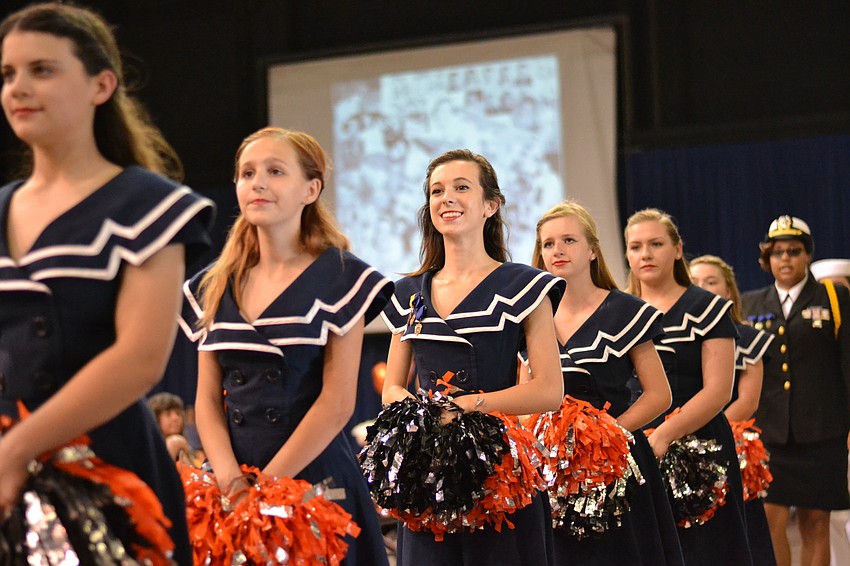 The Mighty Sailor Band and color guard performed for alumni at the Grand Reunion.