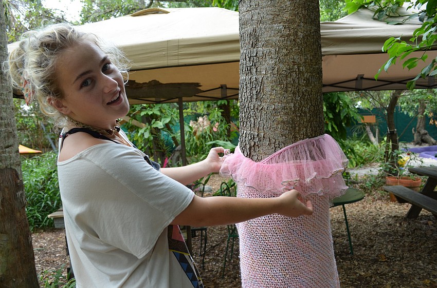 Kiana Loftus created a fairy tree with ribbons and fabric.