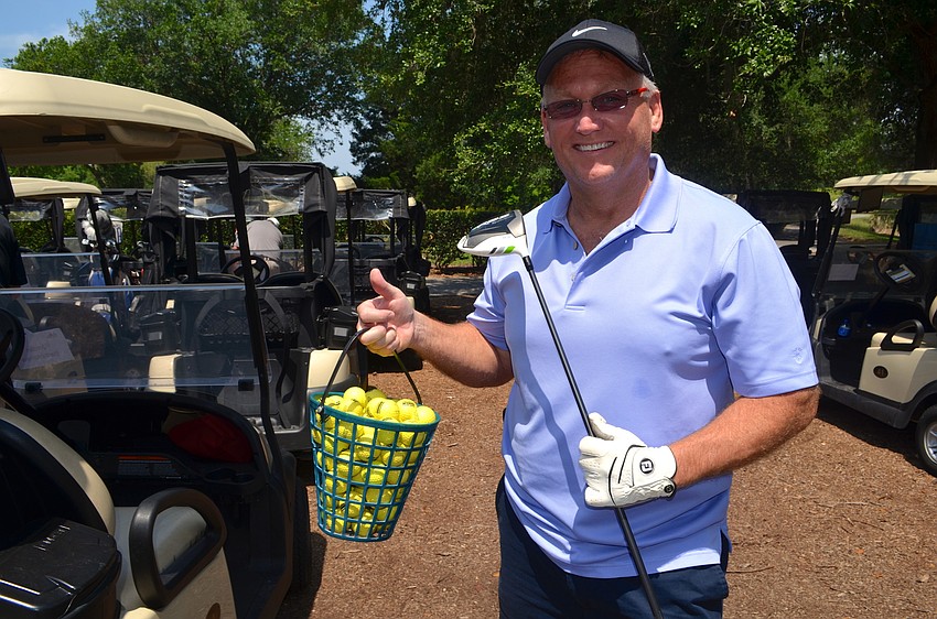 Bill Jordan is stocked up for the 18-hole tournament.