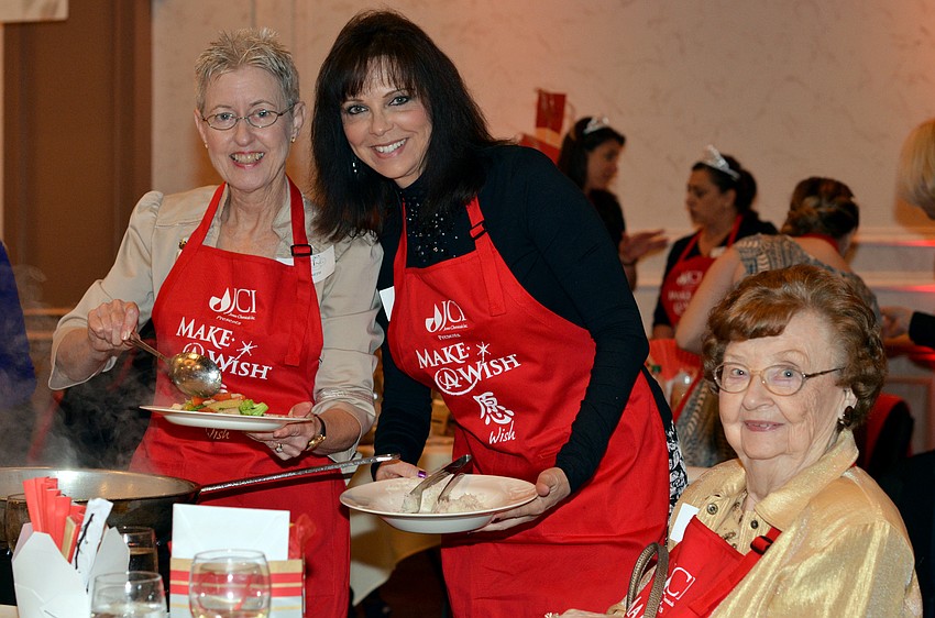 Kathy Smith and Ronna Bridges with Janet Zumbrun, who celebrated her 91st birthday at Cooking for Wishes