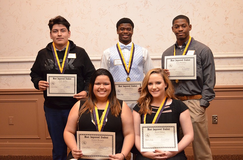 Booker High School juniors Carlos Aguilera, Michael Rivers, Javan Humphrey, Arianne Recasns and Nicole Pelletier