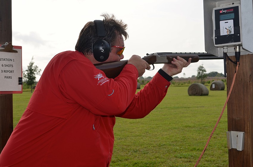 Scott Langeneger focuses on his target — flying clay disks.