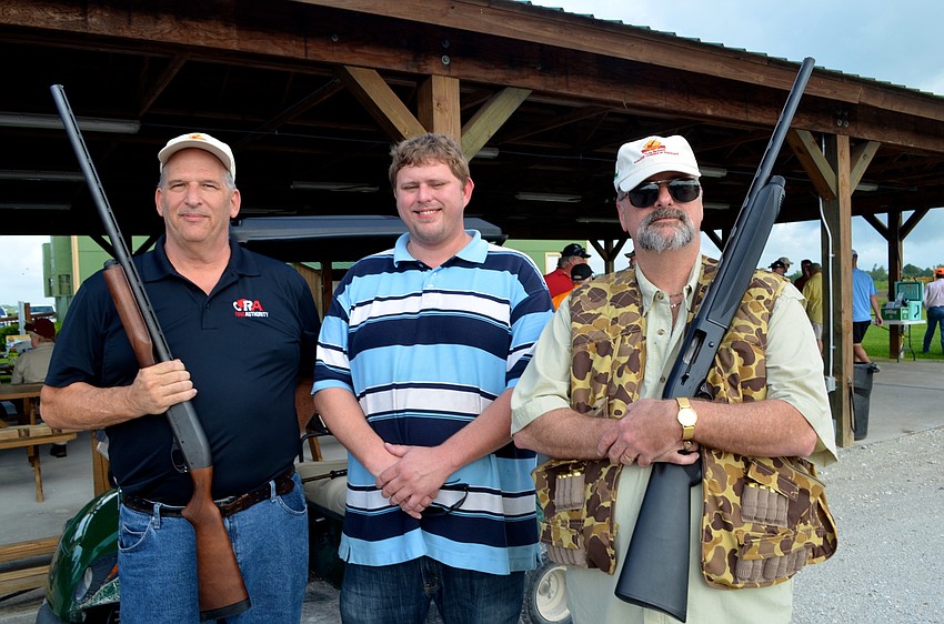 Bill Sloman, Matt Domer and Frank Sweeney gear up for a day loaded with shooting and competition.