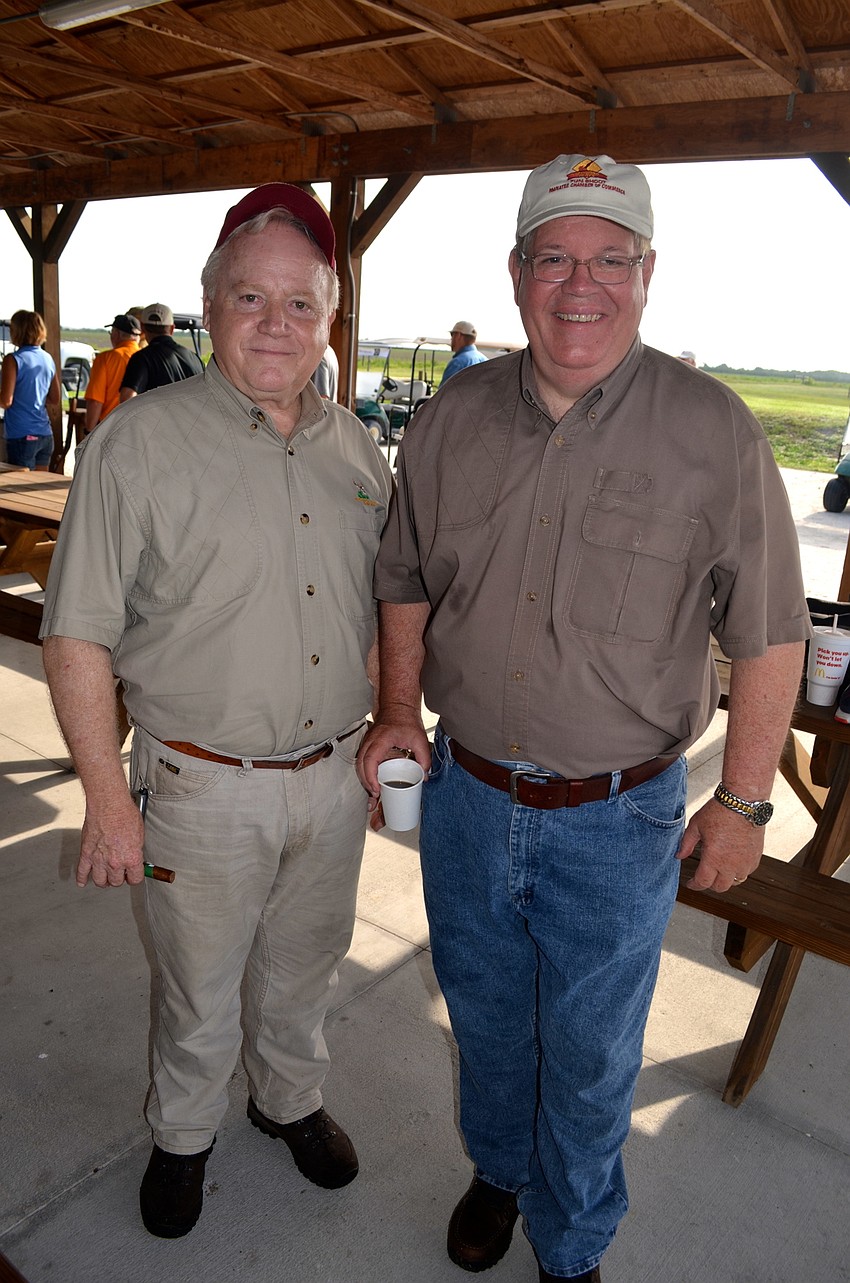 David Wilcox and Jerry Marlar enjoy refreshments before the shooting begins.