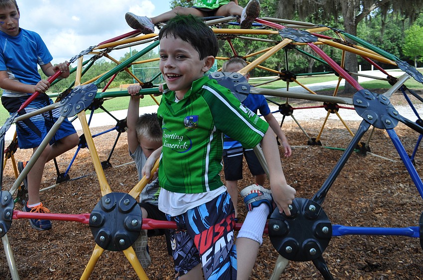 Dylan Quaid, 8, escapes in a game of tag.