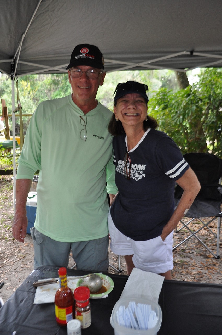 Joe and Paula Kanzler prepared a seafood gumbo with shrimp, crab, andouille sausage, okra and other flavorings.