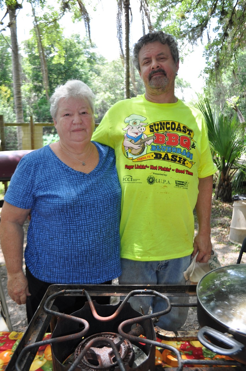 Clara and Stephen Spicer make a hunter gumbo with smoked rabbit, smoked quail, buffalo, tasso-cured ham and other ingredients.