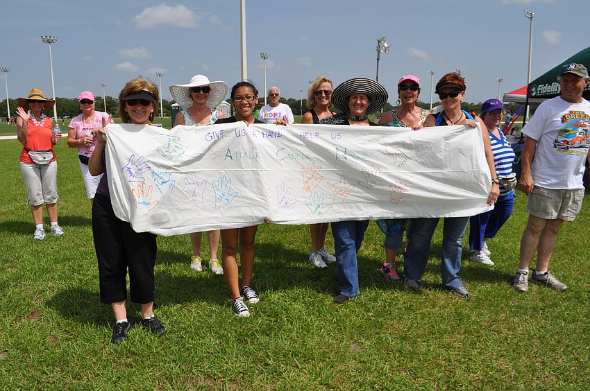 Barbara Kaberna, Kai-Lin Wilson, Riana Rawson and Debi Kleer walk with team Attacking Cancer Now.