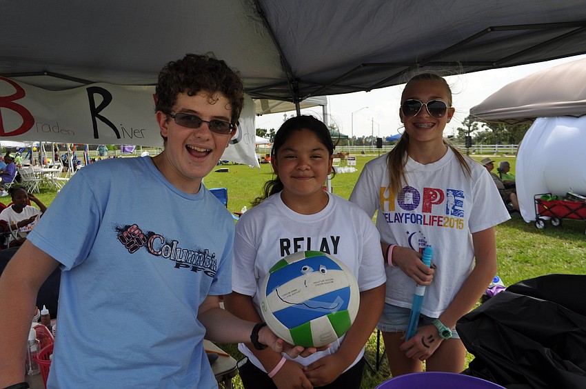 Braden River Middle School students Jack Mungillo, Dulce Lopez and Kara Claussen have fun.