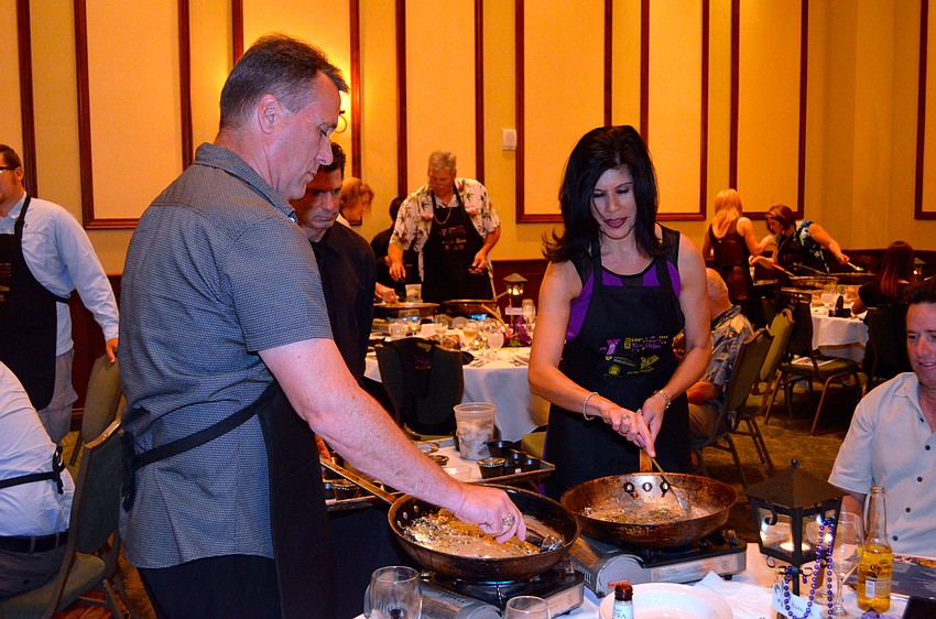 Randy and Hope Hahn team up for a seafood meal.