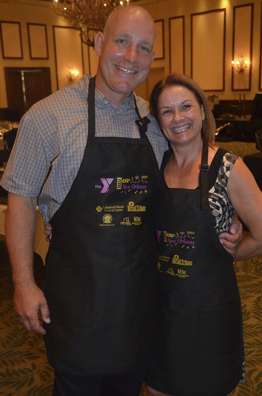 Katie and Marshall McLaughlin show off their uniform for the night.