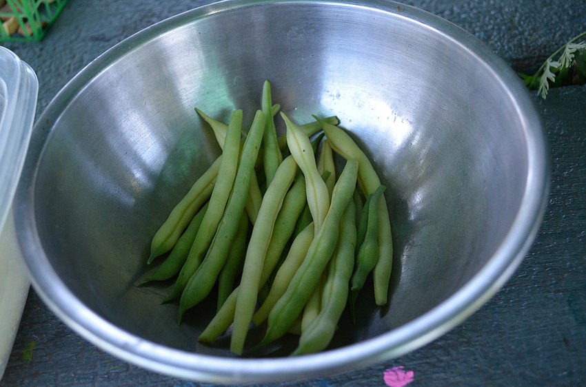 A bowl of green beans from the garden.
