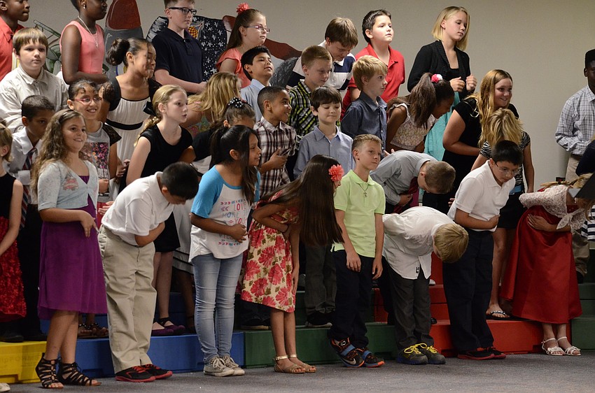 The William H. Bashaw Elementary fourth-graders took a bow at the end of their performance.