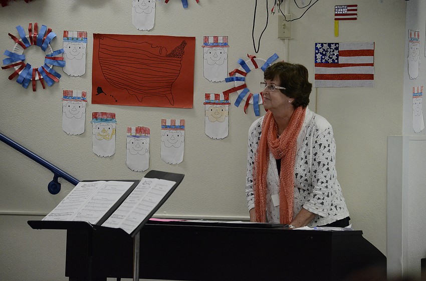 Nancy Byers, one of the fourth-grade teachers, played the piano during the program.