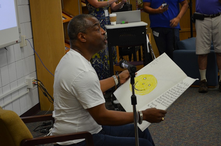 Students gave Burton thank you cards from their classes.