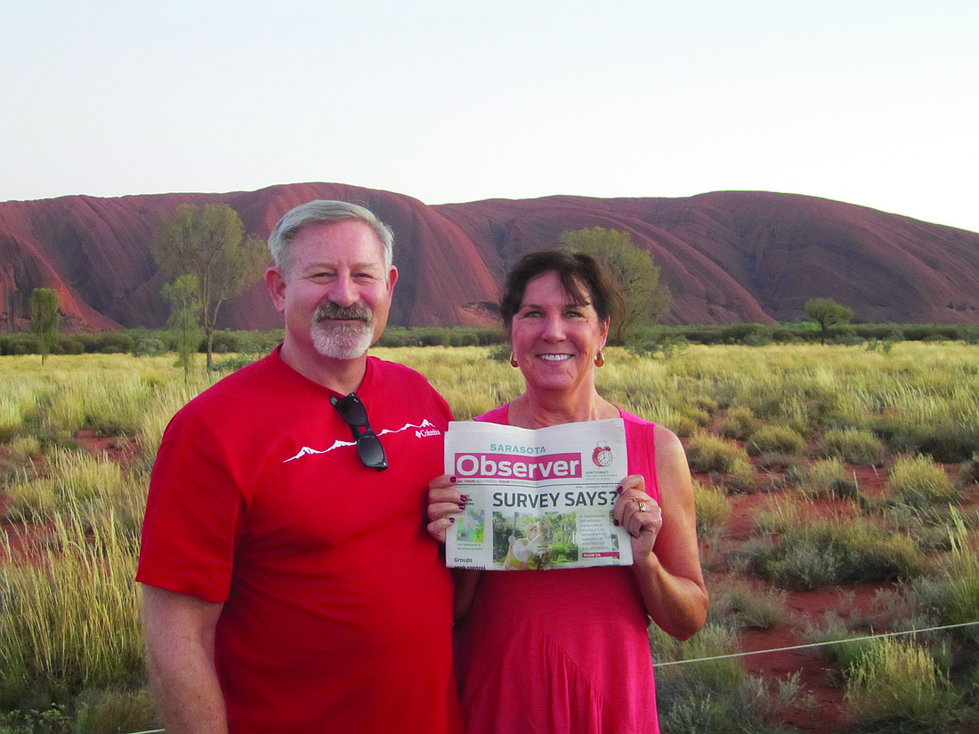 Ken and Kathy Richmond took their Sarasota Observer along to Uluru (Ayers Rock) in Australia.