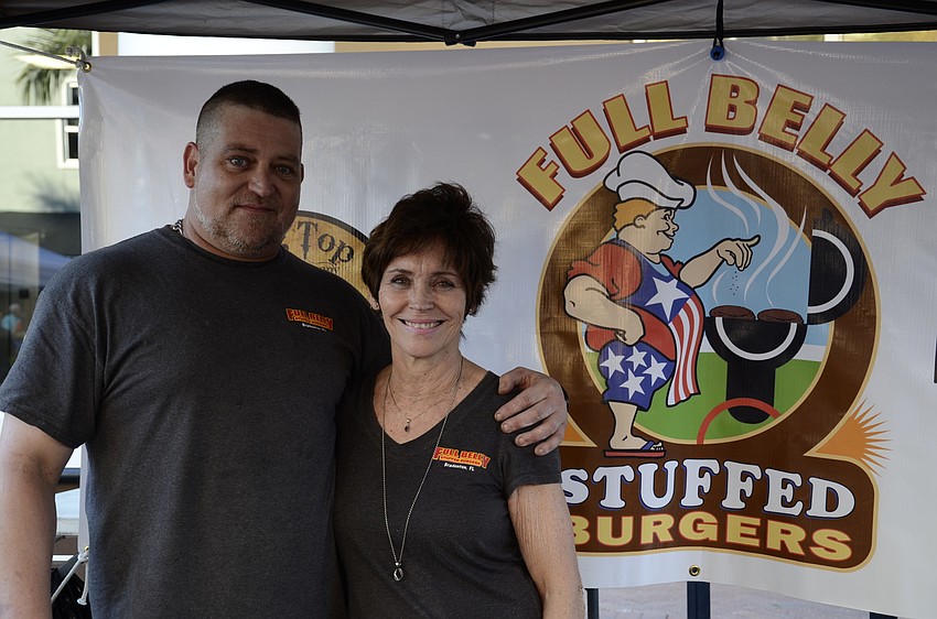 Shane Keinz and Pinki Goolsby, owners of Full Belly Stuffed Burgers