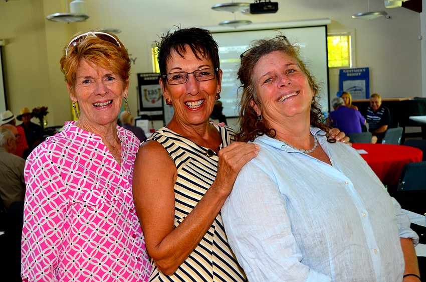 Ann Moore, Joann Nevins and Caroline Daher left their Derby hats at home, but enjoy an afternoon with friends.