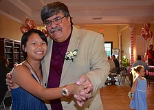Tia Biribauer and her father, Richard, who was the DJ for the event,  were one of the first dancers on the floor.