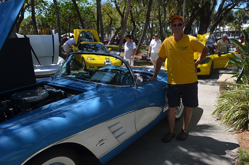 John Gammel with his 1961 jewel blue Corvette