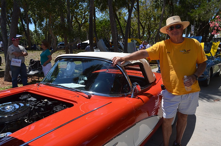 Cade Gervais with his 1961 red and white convertible