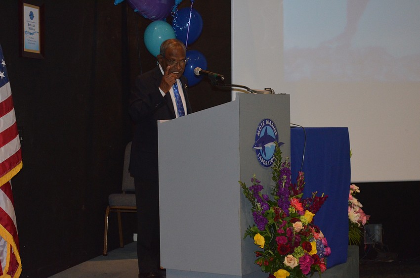 Dr. Kumar Mahadevan, president emeritus of Mote Marine Laboratory, speaks.