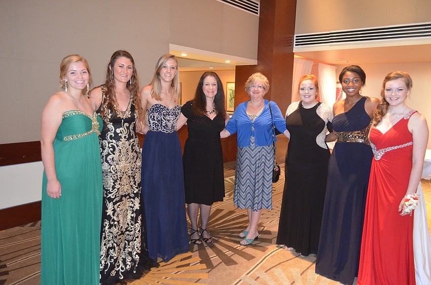 Marina Walter, Heather Zinn, Adrianne Stolpe, English teacher Kelly Soyars, ESOL teacher Linda Stoecklin, Madison Peters, Rose Savwoir and Ashley Patterson