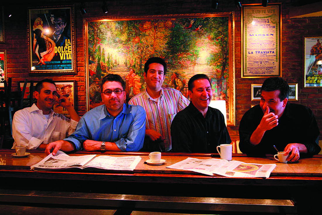 Paul Caragiulo, Mark Caragiulo, Rob Caragiulo, John Caragiulo and Anthony Caragiulo at their Italian-American restaurant Caragiulos.