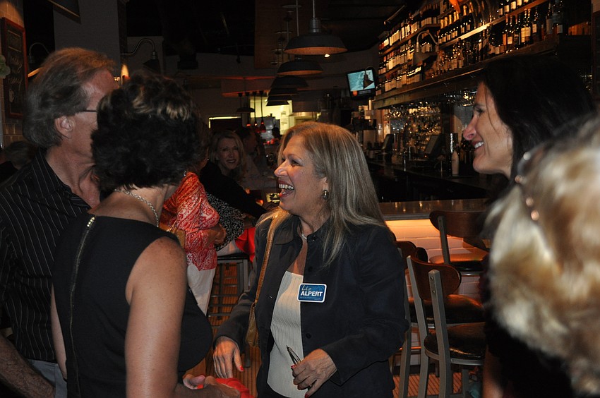 Liz Alpert mingles with supporters at Clasico.