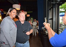 Shelli Eddie poses with Keith Fitzgerald at her watch party at the Starlite Room.